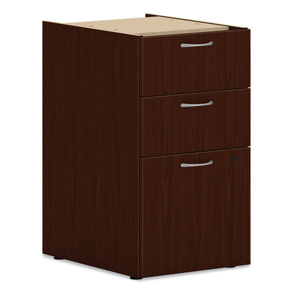 HON® Mod Support Pedestal, Left or Right, 3-Drawers: Box/Box/File, Legal/Letter, Traditional Mahogany, 15" x 20" x 28" (HONPLPSBBFLT1)