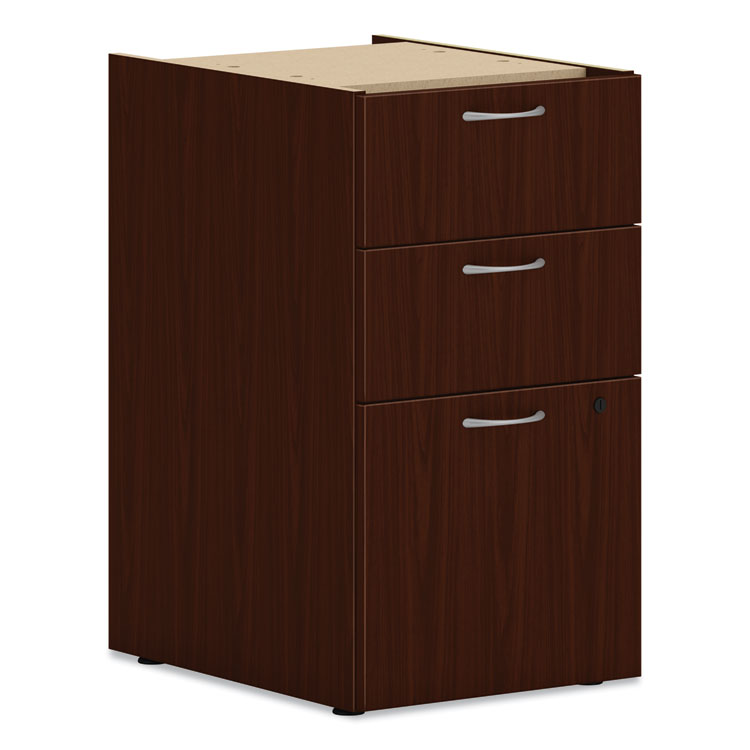 HON® Mod Support Pedestal, Left or Right, 3-Drawers: Box/Box/File, Legal/Letter, Traditional Mahogany, 15" x 20" x 28" (HONPLPSBBFLT1)
