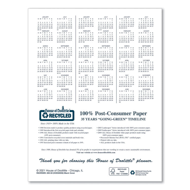 House of Doolittle™ Recycled Ruled 14-Month Planner with Leatherette Cover, 10 x 7, Black Cover, 14-Month: Dec 2025 to Jan 2027 (HOD260602) Each