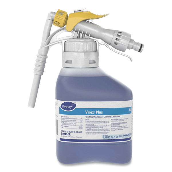 Diversey™ Virex Plus One-Step Disinfectant Cleaner and Deodorant, 1.5 L Closed-Loop Plastic Bottle, 2/Carton (DVO101102925)