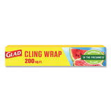 Glad® ClingWrap Plastic Wrap, 200 Square Foot Roll, Clear (CLO00020)