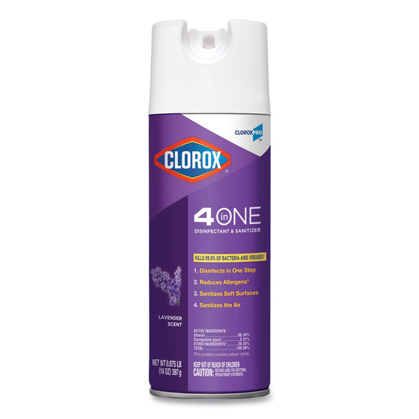 Clorox® 4 in One Disinfectant and Sanitizer, Lavender, 14 oz Aerosol Spray, 12/Carton (CLO32512)