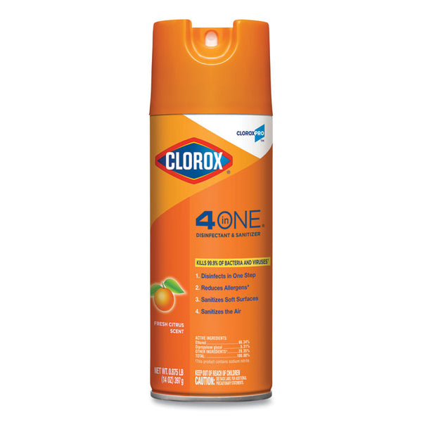 Clorox® 4-in-One Disinfectant and Sanitizer, Citrus, 14 oz Aerosol Spray, 12/Carton (CLO31043CT)