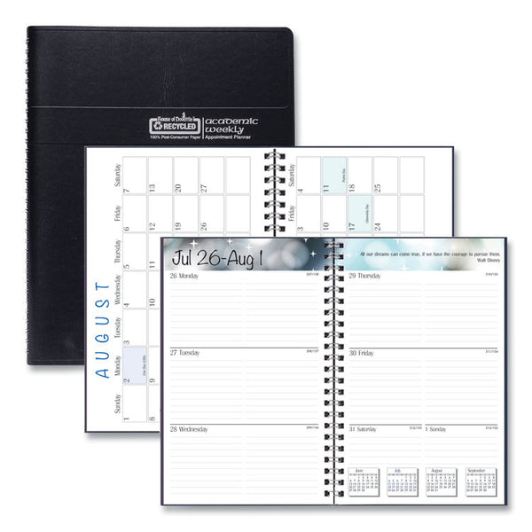 House of Doolittle™ Recycled Academic Weekly/Monthly Appointment Planner, 8 x 5, Black Cover, 13-Month: Aug 2025 to Aug 2026 (HOD27502) Each