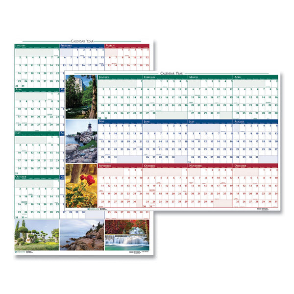 House of Doolittle™ Earthscapes Recycled Reversible/Erasable Yearly Wall Calendar, Nature Photos, 32 x 48, White Sheets, 12-Month (Jan-Dec): 2024 (HOD3931)