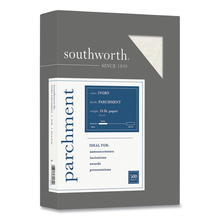 Southworth® Parchment Specialty Paper, 24 lb Bond Weight, 8.5 x 11, Ivory, 500/Ream (SOU984C)