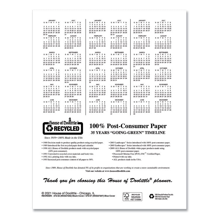 House of Doolittle™ Recycled Professional Weekly Planner, 15-Minute Appts, 11 x 8.5, Black Wirebound Soft Cover, 12-Month (Jan to Dec): 2026 (HOD27202) Each
