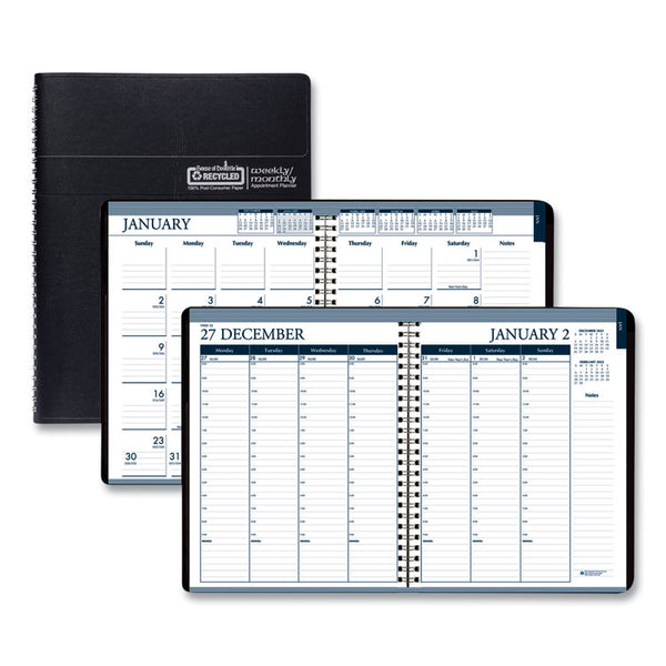 House of Doolittle™ Recycled Wirebound Weekly/Monthly Planner, 11 x 8.5, Black Cover, 12-Month (Jan to Dec): 2026 (HOD28302) Each