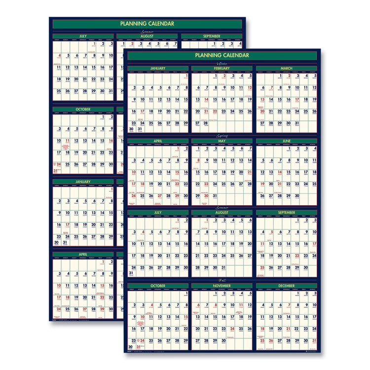 House of Doolittle™ Four Season Erasable Business/Academic Recycled Wall Calendar, 24 x 37, 12-Month(July-June):2024-2025, 12-Month(Jan-Dec):2025 (HOD391)