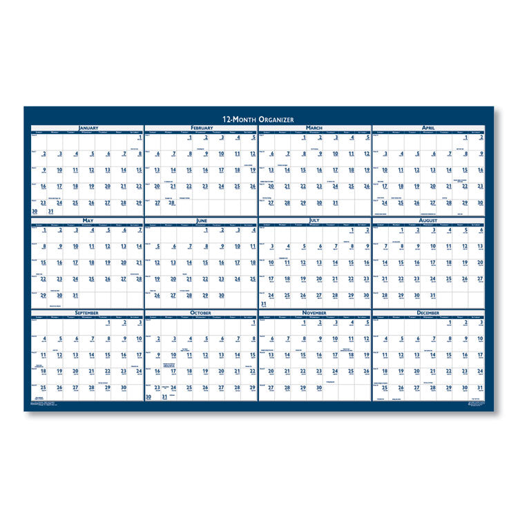 House of Doolittle™ Recycled Poster Style Reversible/Erasable Yearly Wall Calendar, 66 x 33, White/Blue/Gray Sheets, 12-Month (Jan to Dec): 2024 (HOD3962)