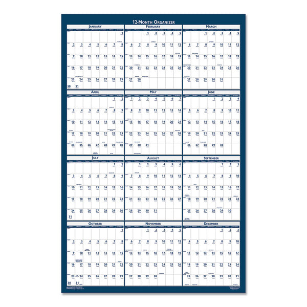 House of Doolittle™ Recycled Yearly Reversible Wall Calendar Non-Laminated, 24 x 37, White/Blue Sheets, 12-Month (Jan to Dec): 2026 (HOD3990) Each