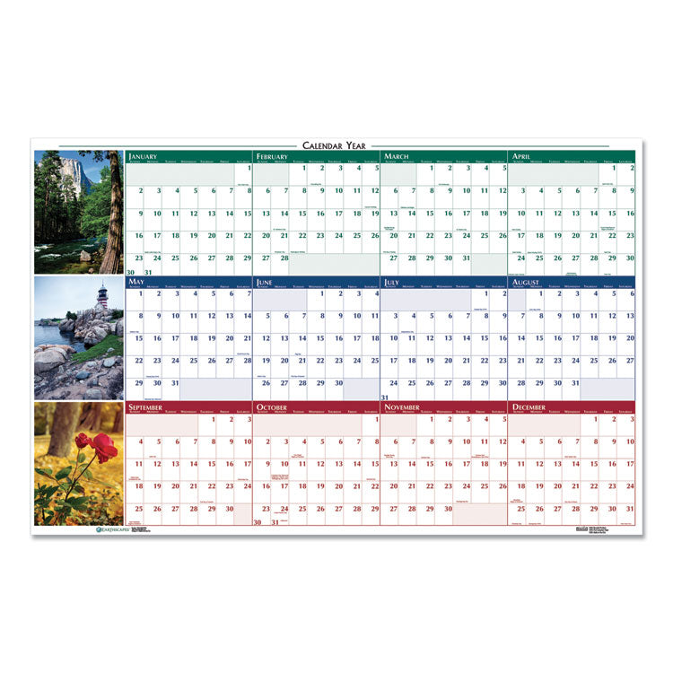 House of Doolittle™ Earthscapes Recycled Reversible/Erasable Yearly Wall Calendar, Nature Photos, 32 x 48, White Sheets, 12-Month (Jan-Dec): 2025 (HOD3931)