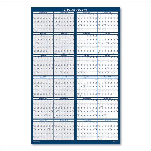 House of Doolittle™ Reversible/Erasable Two-Year Wall Calendar, 24 x 37, Light Blue/Blue/White Sheets, 24-Month: Jan 2026 to Dec 2027 (HOD3964) Each