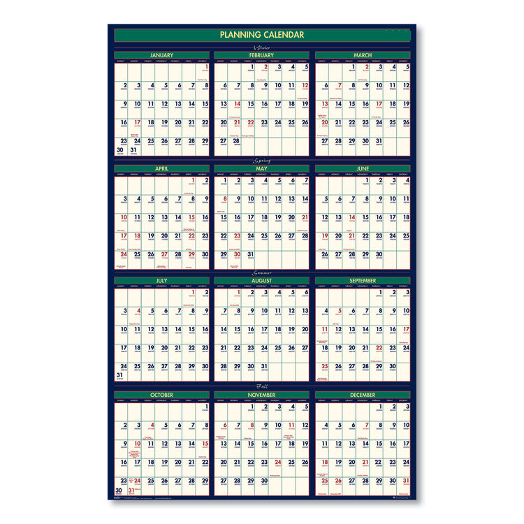 House of Doolittle™ Four Seasons Business/Academic Recycled Wall Calendar, 24 x 37, 12-Month (July-June): 2024-2025, 12-Month (Jan to Dec): 2025 (HOD390)