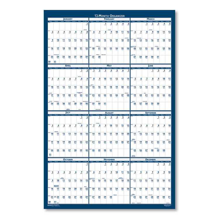 House of Doolittle™ Recycled Poster Style Reversible/Erasable Yearly Wall Calendar, 32 x 48, White/Blue/Gray Sheets, 12-Month (Jan to Dec): 2025 (HOD3961) Each