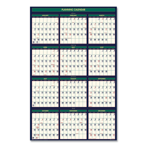 House of Doolittle™ Four Season Erasable Business/Academic Recycled Wall Calendar, 24 x 37, 12-Month(July-June):2023-2024, 12-Month(Jan-Dec):2024 (HOD391)