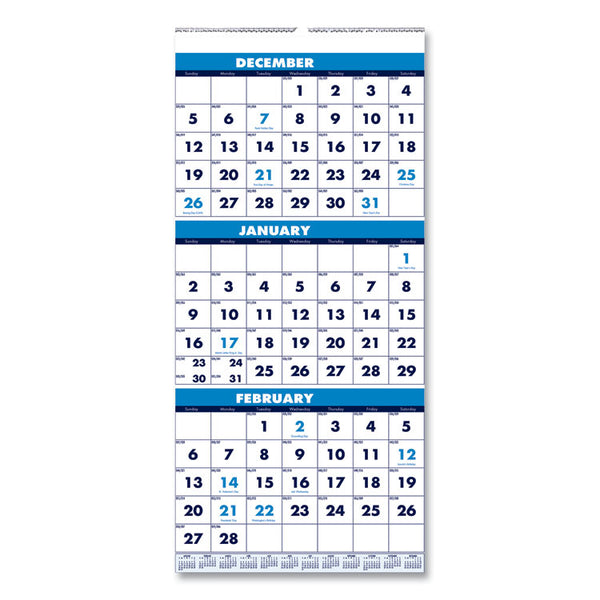 House of Doolittle™ Recycled Three-Month Format Wall Calendar, Vertical Orientation, 8 x 17, White Sheets, 14-Month: Dec 2025 to Jan 2027 (HOD3646) Each