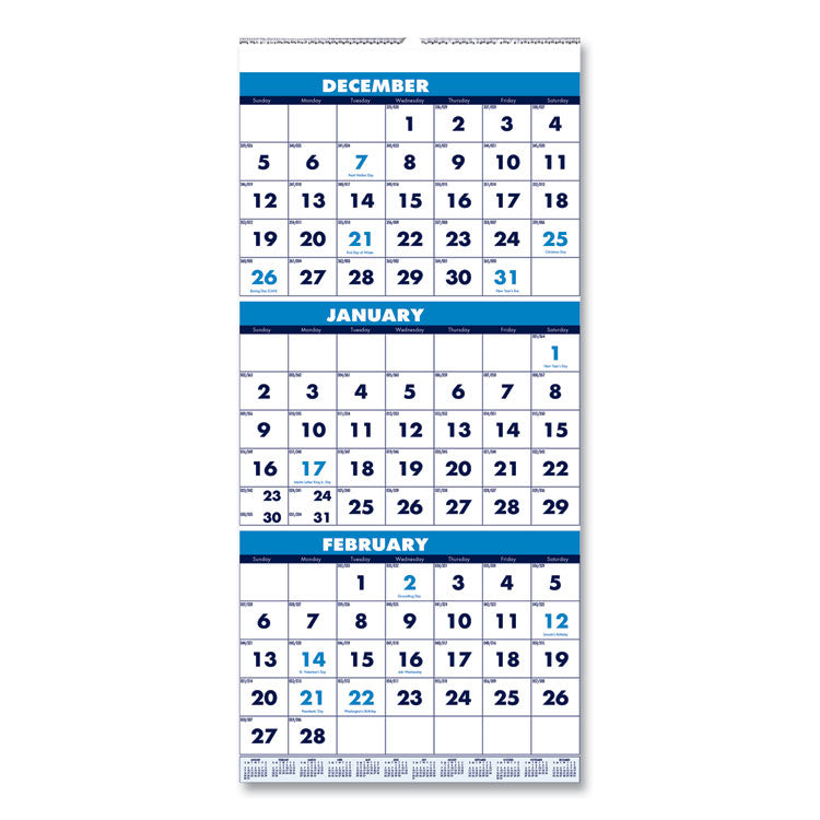 House of Doolittle™ Recycled Three-Month Format Wall Calendar, Vertical Orientation, 8 x 17, White Sheets, 14-Month: Dec 2025 to Jan 2027 (HOD3646) Each