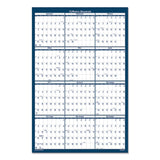 House of Doolittle™ Recycled Poster Style Reversible/Erasable Yearly Wall Calendar, 24 x 37, White/Blue/Gray Sheets, 12-Month (Jan to Dec): 2024 (HOD396)