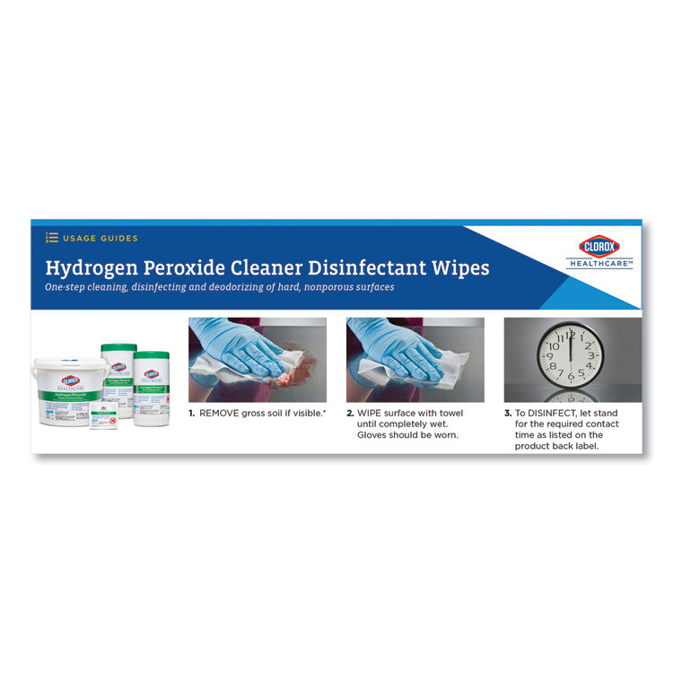 Clorox Healthcare® Hydrogen Peroxide Cleaner Disinfectant Wipes, 5.75 x 6.75, Unscented, White, 155/Canister, 6 Canisters/Carton (CLO30825)