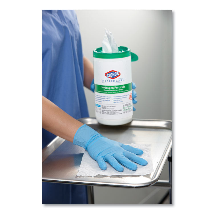 Clorox Healthcare® Hydrogen Peroxide Cleaner Disinfectant Wipes, 5.75 x 6.75, Unscented, White, 155/Canister, 6 Canisters/Carton (CLO30825)