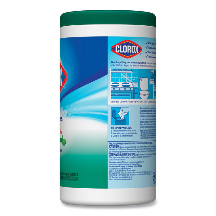 Clorox® Disinfecting Wipes, 1-Ply, 7 x 8, Fresh Scent, White, 75/Canister, 6 Canisters/Carton (CLO01656)