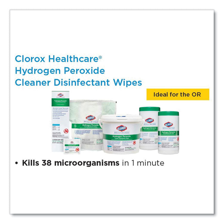 Clorox Healthcare® Hydrogen Peroxide Cleaner Disinfectant Wipes, 5.75 x 6.75, Unscented, White, 155/Canister, 6 Canisters/Carton (CLO30825)