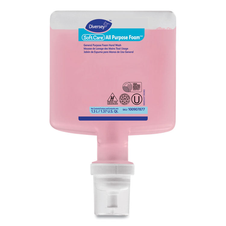 Diversey™ Soft Care All Purpose Foam for IntelliCare Dispensers, Floral, 1.3 L Cartridge, 6/Carton (DVO100907877) Case of 2