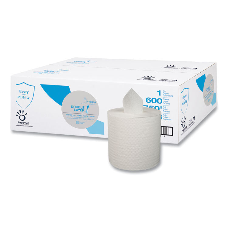 Papernet® Double Layer Paper Towel, 1-Ply, 7.6 x 15, White, 600/Roll, 6 Rolls/Carton (SOD410083) Case of 6