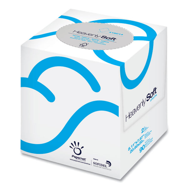 Papernet® Heavenly Soft Facial Tissue, 2-Ply, White, 90/Cube Box, 36 Boxes/Carton (SOD416014)