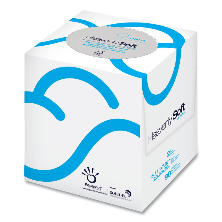 Papernet® Heavenly Soft Facial Tissue, 2-Ply, White, 90/Cube Box, 36 Boxes/Carton (SOD416014) Case of 36