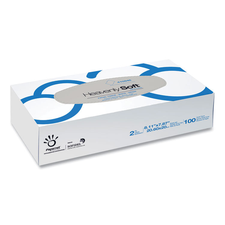 Papernet® Heavenly Soft Facial Tissue, 2-Ply, White, 100/Flat Box, 30 Boxes/Caton (SOD410945) Case of 30