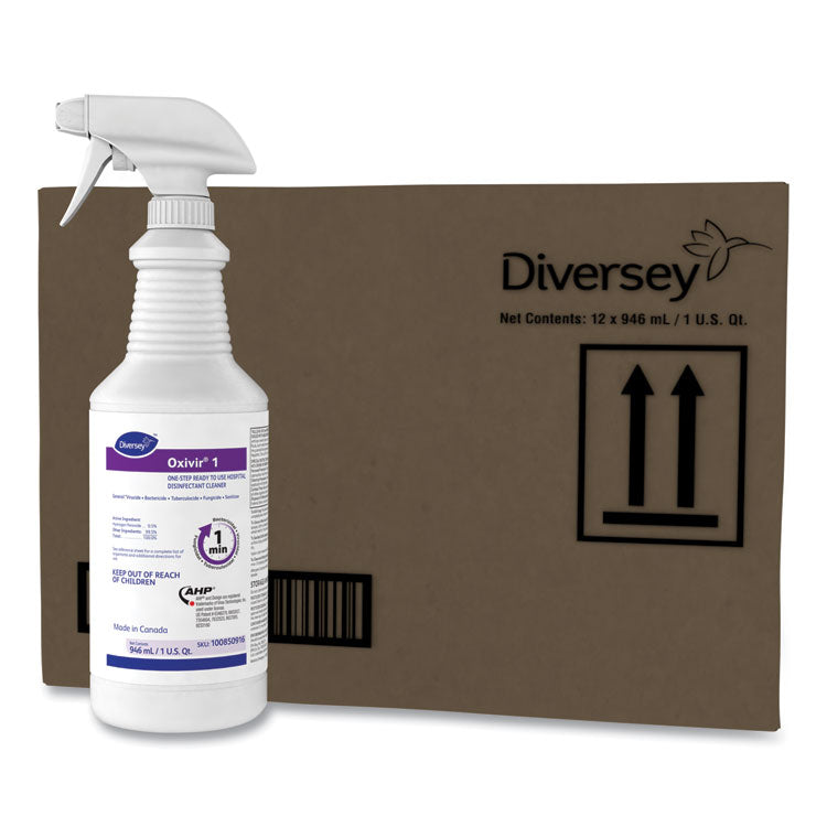 Diversey™ Oxivir 1 RTU Disinfectant Cleaner, 32 oz Spray Bottle, 12/Carton (DVO100850916)