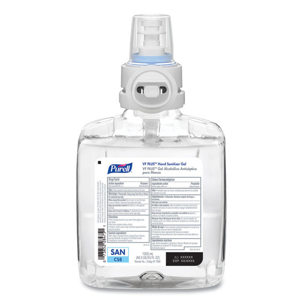 PURELL® VF PLUS Hand Sanitizer Gel, 1,200 mL Refill Bottle, Fragrance-Free, For CS8 Dispensers, 2/Carton (GOJ789902CT)