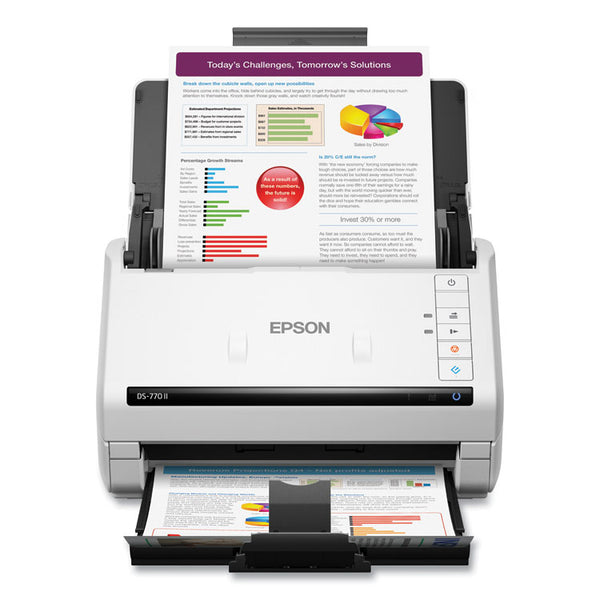 Epson® DS-770 II Color Duplex Document Scanner, 600 dpi Optical Resolution, 100-Sheet Duplex Auto Document Feeder (EPSB11B262201)