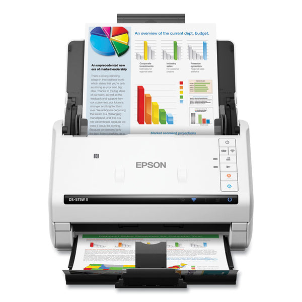 Epson® DS-575W II Wireless Color Duplex Document Scanner, 600 dpi Optical Resolution, 50-Sheet Duplex Auto Document Feeder (EPSB11B263202)