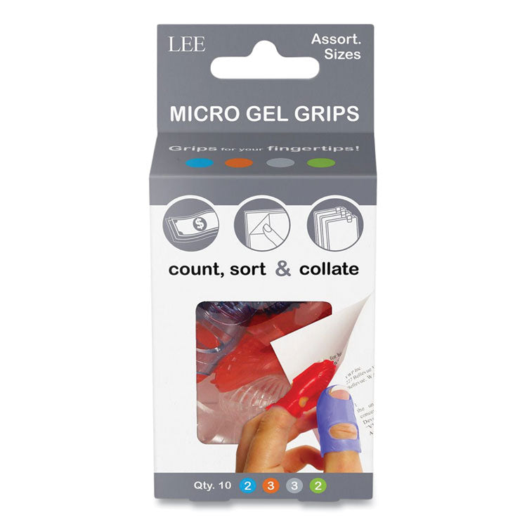 LEE Tippi Micro-Gel Fingertip Grips, Assorted Sizes, 10/Pack (LEE61410) Set of 10