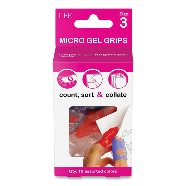 LEE Tippi Micro-Gel Fingertip Grips, Size 3, X-Small, Assorted, 10/Pack (LEE61030) Pack of 10