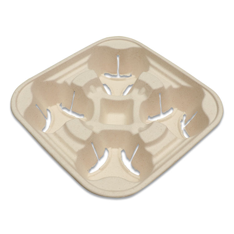 World Centric® Fiber Cup Carriers, 8 oz to 22 oz Cups, Four Cups, Natural, 600/Carton (WORCCFB4LF) Case of 600