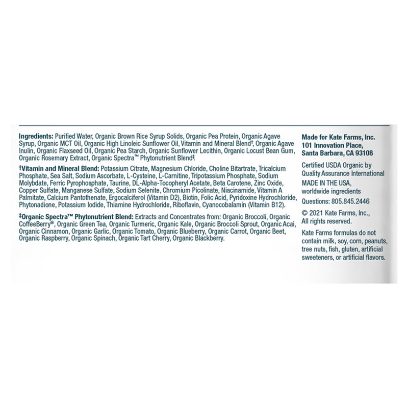 Kate Farms Standard 1.4 Closed System Tube Feeding Formula Unflavored Liquid 1000 mL Ready to Hang Prefilled Container (1184939_EA) 1/EA