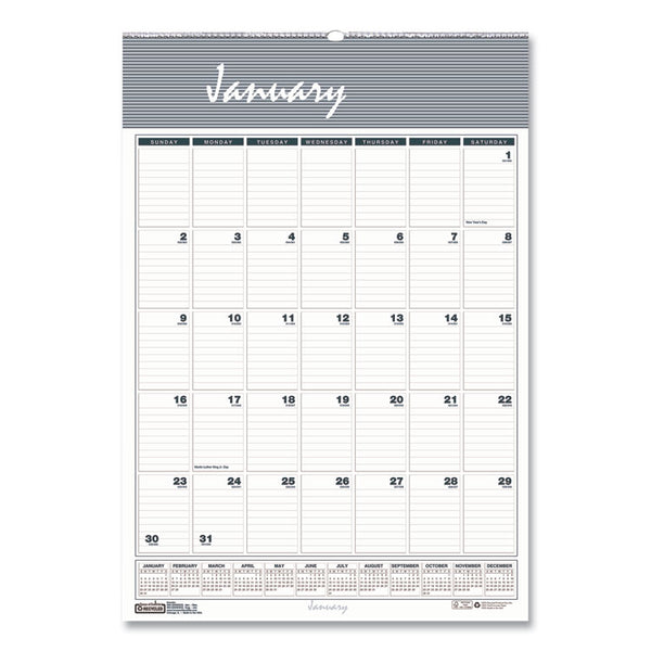 House of Doolittle™ Bar Harbor Recycled Wirebound Monthly Wall Calendar, 8.5 x 11, White/Blue/Gray Sheets, 12-Month (Jan-Dec): 2024 (HOD331HD)