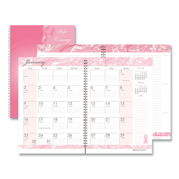 House of Doolittle™ Breast Cancer Awareness Recycled Ruled Monthly Planner/Journal, 10 x 7, Pink Cover, 12-Month (Jan to Dec): 2026 (HOD5226) Each