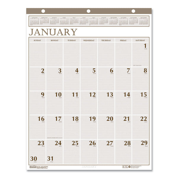 House of Doolittle™ Large Print Recycled Monthly Wall Calendar, 20 x 26, Beige Sheets, 12-Month (Jan to Dec): 2024 (HOD380)