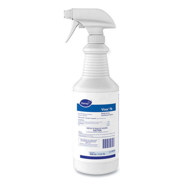 Diversey™ Virex TB Disinfectant Cleaner, Lemon Scent, Liquid, 32 oz Bottle, 12/Carton (DVO04743)