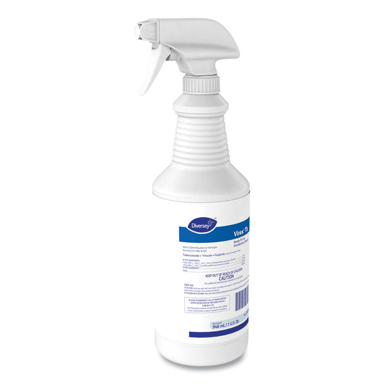 Diversey™ Virex TB Disinfectant Cleaner, Lemon Scent, Liquid, 32 oz Bottle, 12/Carton (DVO04743) Case of 12