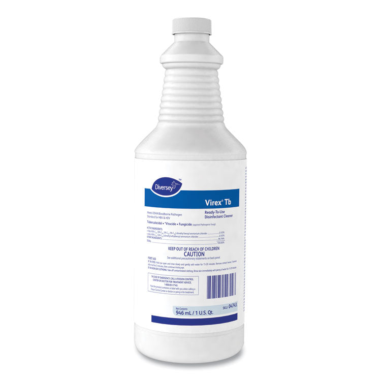 Diversey™ Virex TB Disinfectant Cleaner, Lemon Scent, Liquid, 32 oz Bottle, 12/Carton (DVO04743) Case of 12