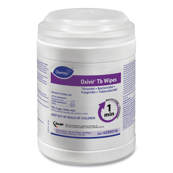 Diversey™ Oxivir TB Disinfectant Wipes, 7 x 6, White, 160/Canister, 12 Canisters/Carton (DVO4599516)