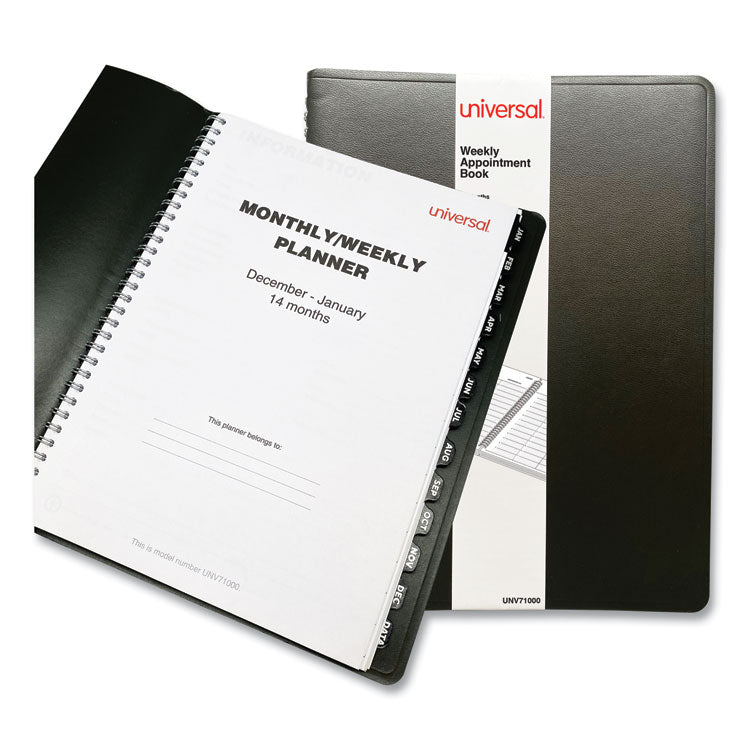 Universal® Weekly Planner, 11 x 8, Black Cover, 14-Month: Dec 2025 to Jan 2027 (UNV71000) Each