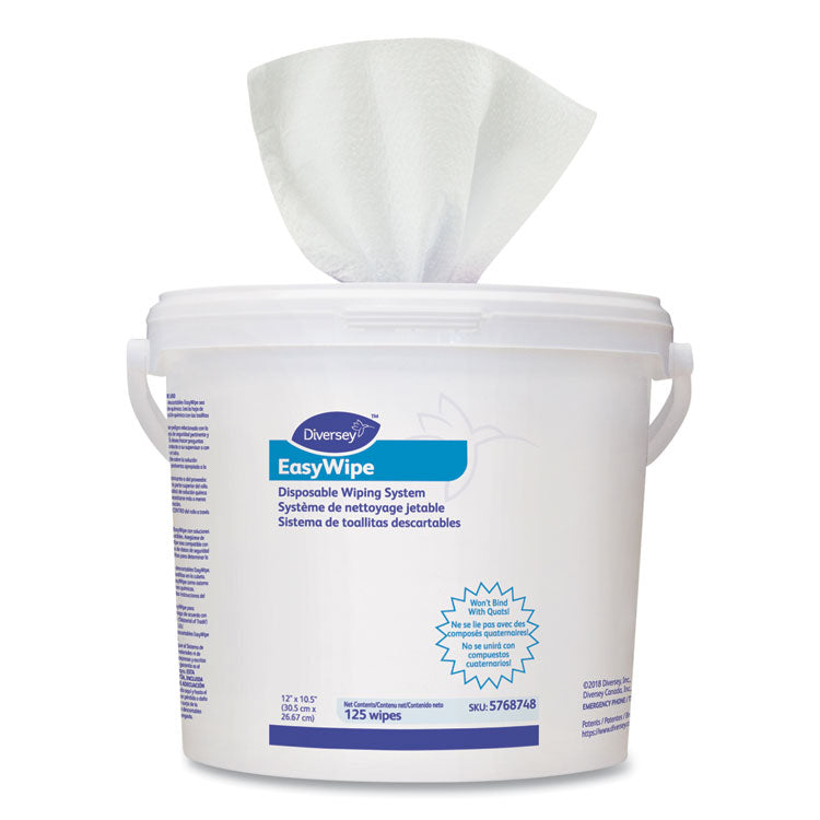 Diversey™ Easywipe Disposable Wiping Refill, 8.63 x 24.88, White, 125/Bucket, 6/Carton (DVO5768748)