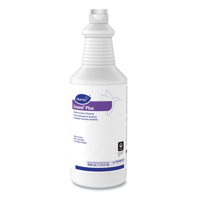 Diversey™ Emerel Plus Cream Cleanser, Odorless, 32 oz Squeeze Bottle, 12/Carton (DVO94496138)